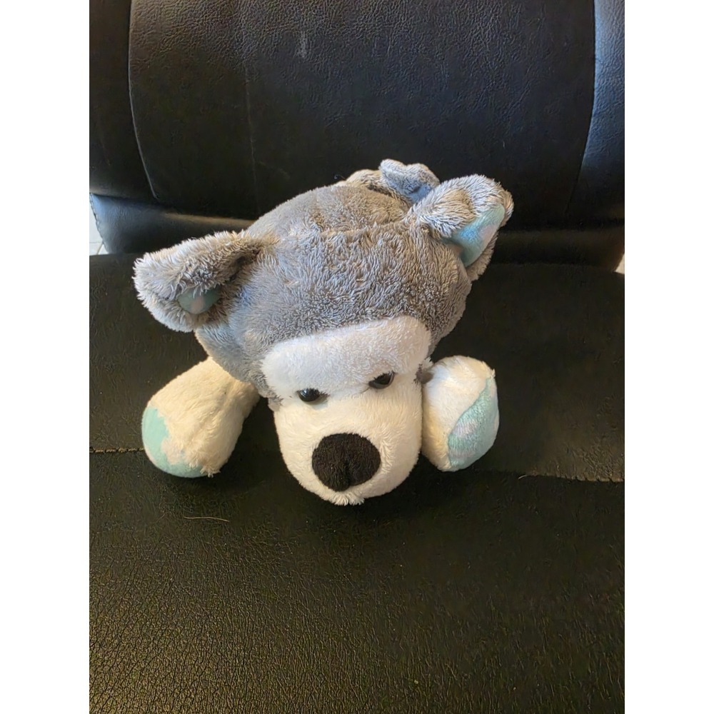 Animal Adventure Gray & White Plush Wolf Puppy Dog Blue Paws